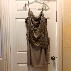 Vintage Lane Bryant Gray Gold Floral Animal Print Shift Dress Size 22